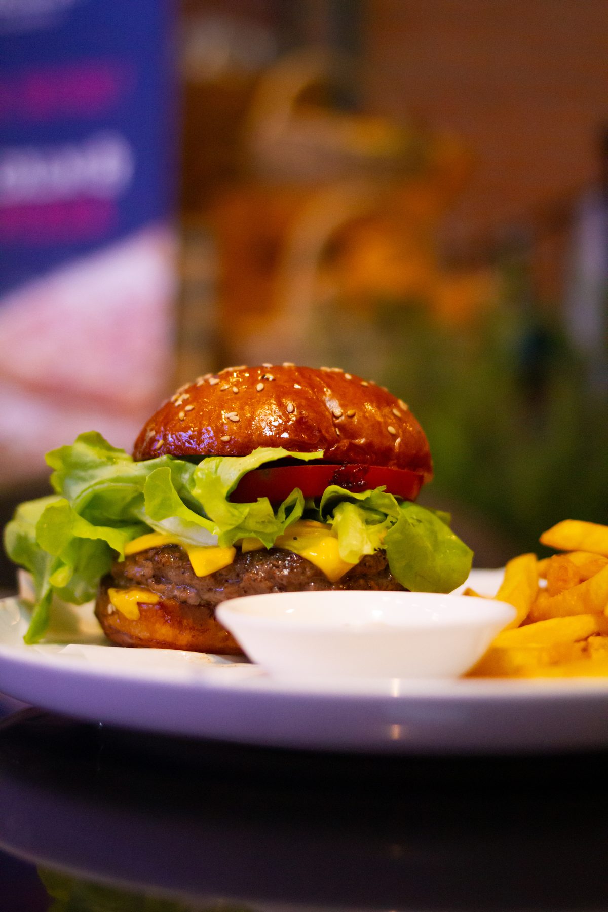 Australian Wagyu beef burger with French fries