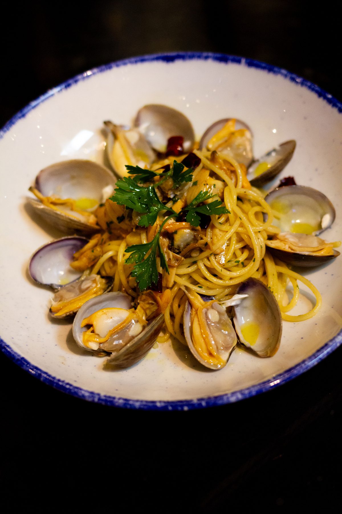 Spaghetti alle vongole with imported clams