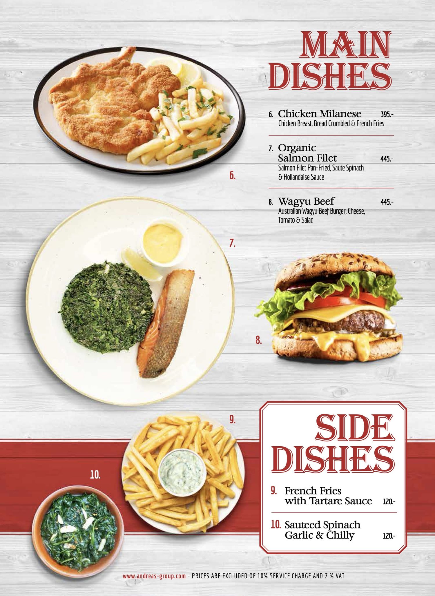 Isabella by Andreas menu, page 5 — Main Dishes and Side Dishes